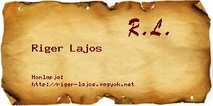Riger Lajos névjegykártya